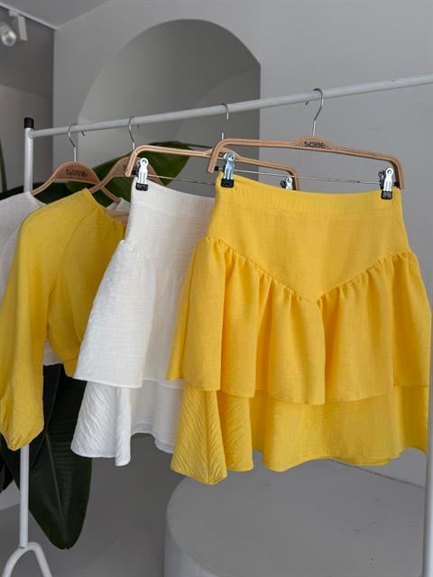 Crop Bluz ve Kat Kat Etekli Takım 10207