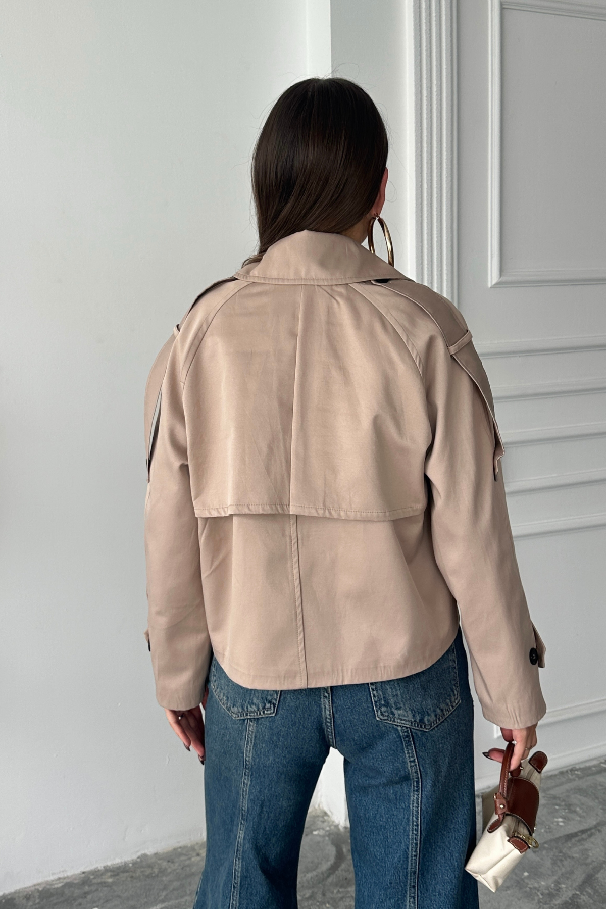 CROP BOYFREND TRENC - Bej