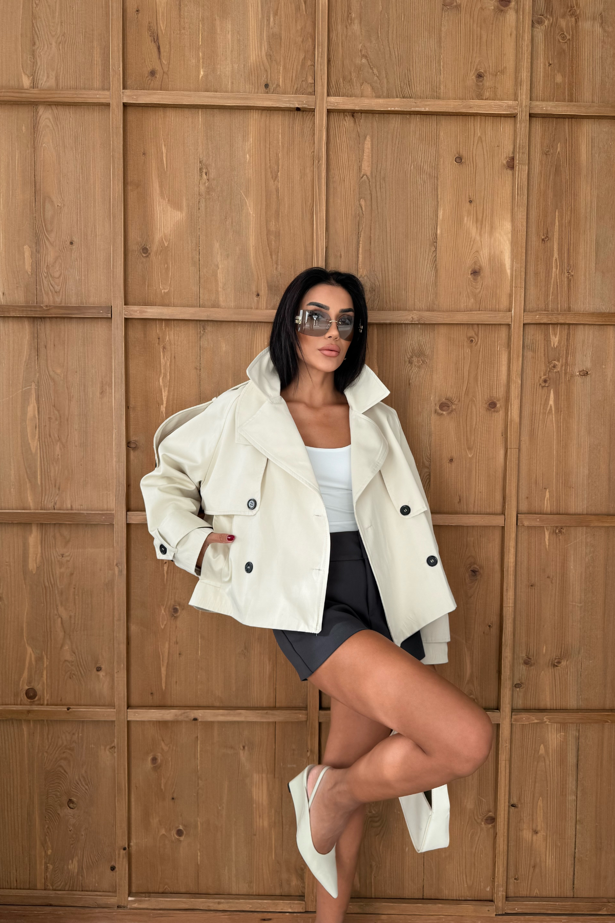 CROP BOYFREND TRENC - Taş