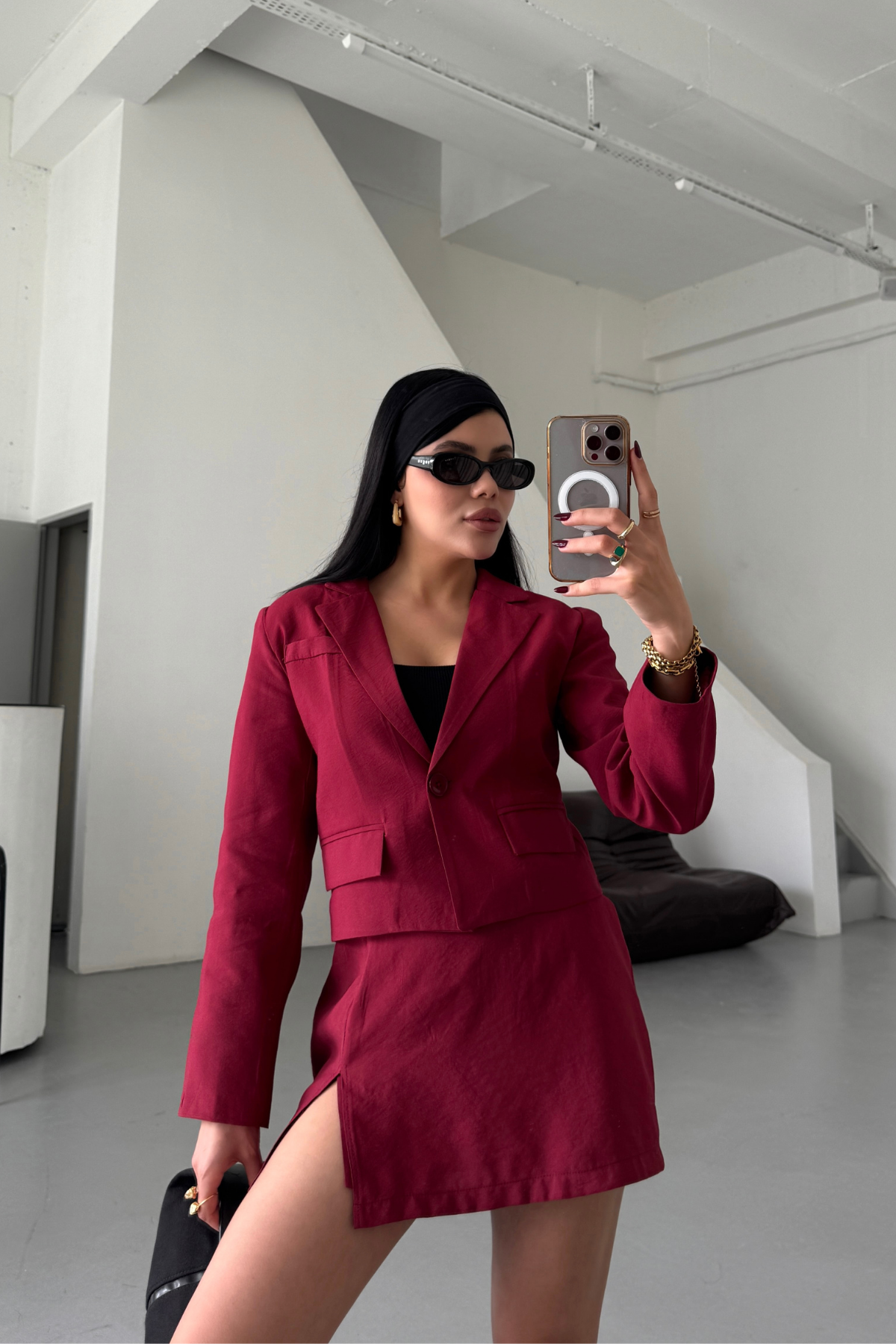 CROP CEKET - KISA ETEK TAKIM - Bordo