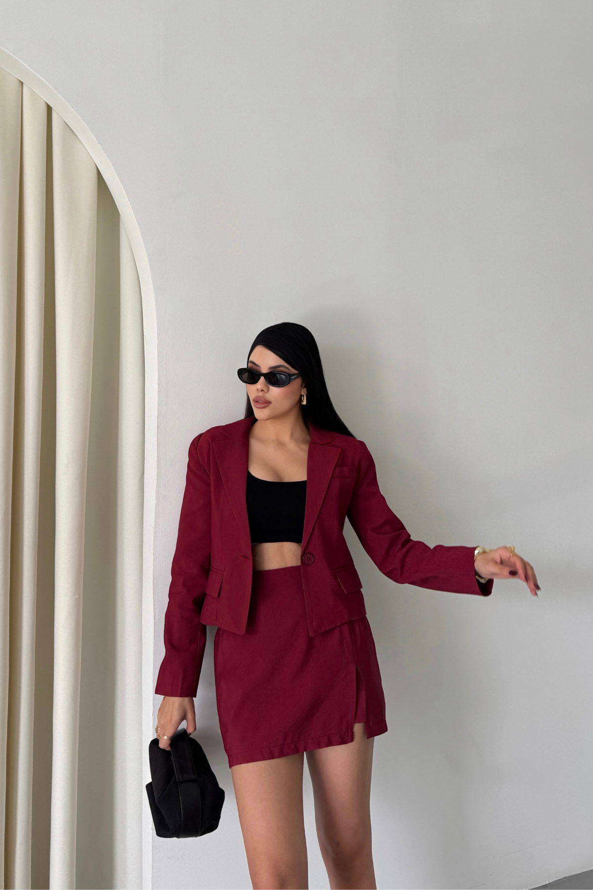 CROP CEKET - KISA ETEK TAKIM - Bordo