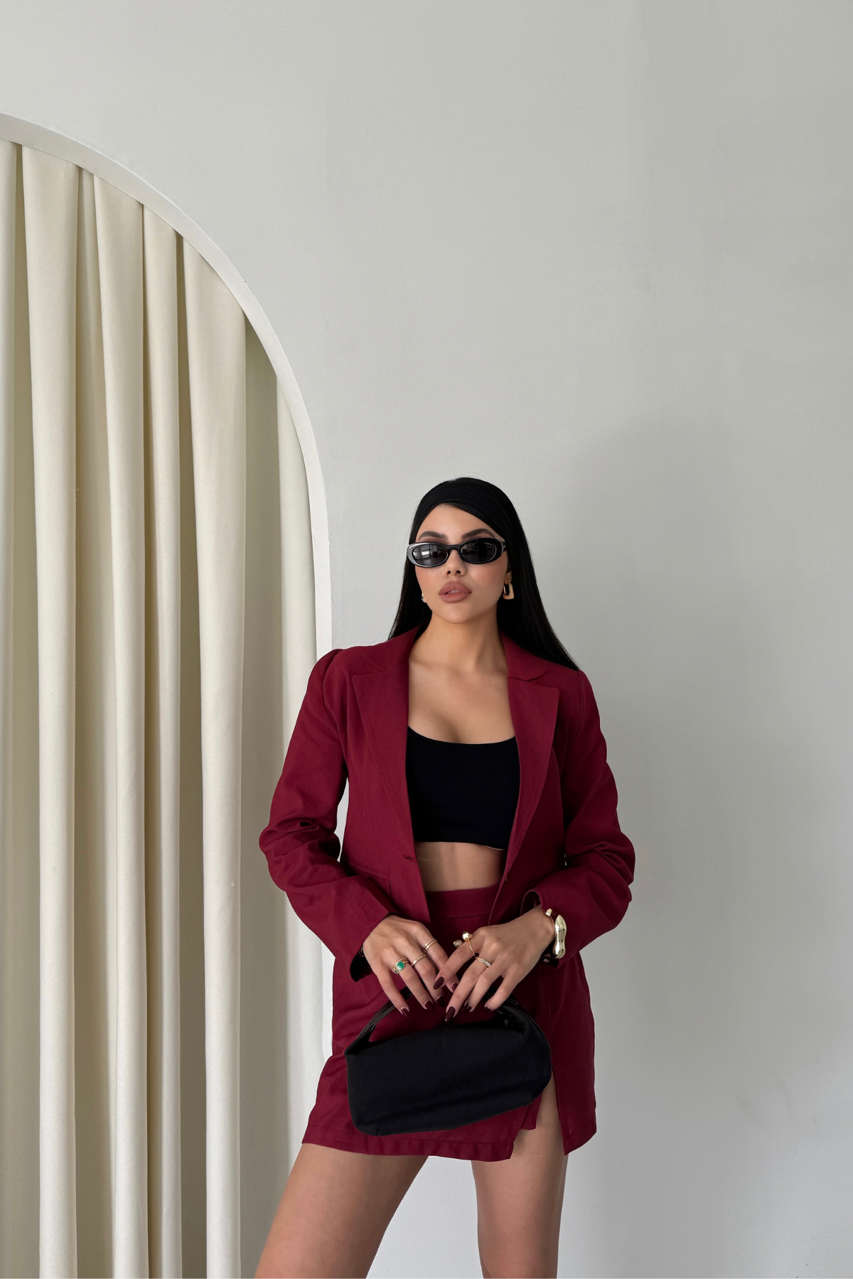 CROP CEKET - KISA ETEK TAKIM - Bordo