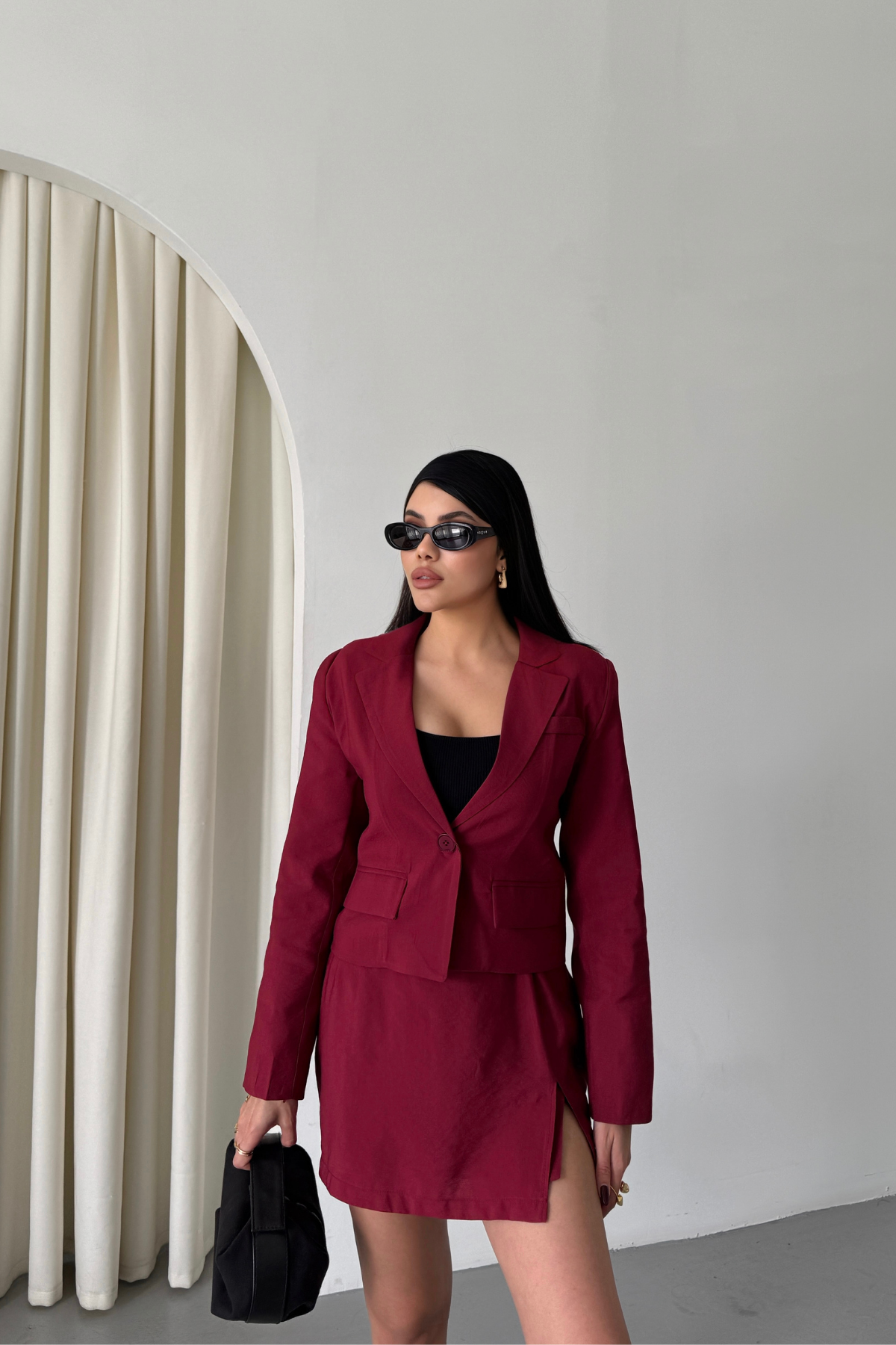 CROP CEKET - KISA ETEK TAKIM - Bordo