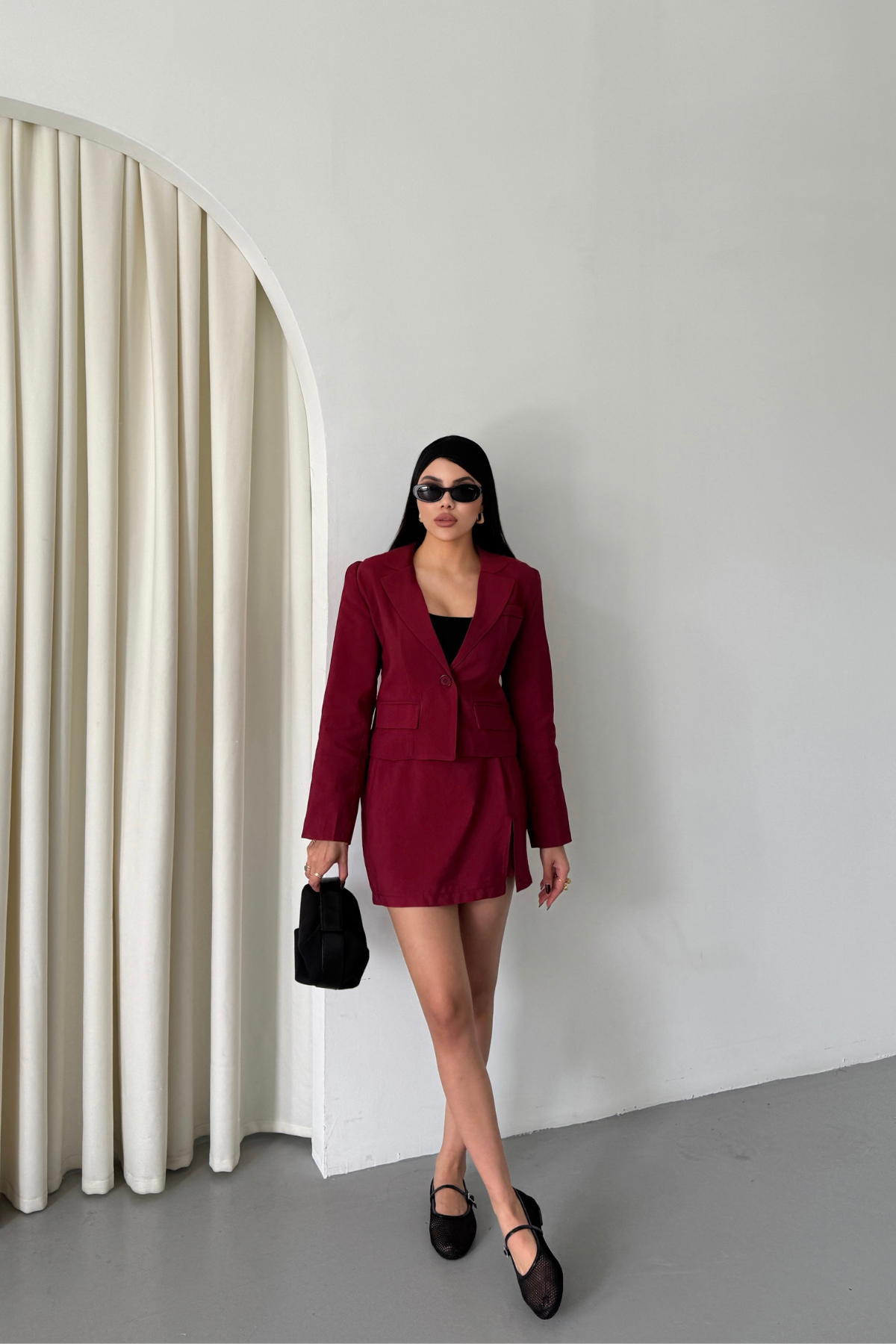 CROP CEKET - KISA ETEK TAKIM - Bordo