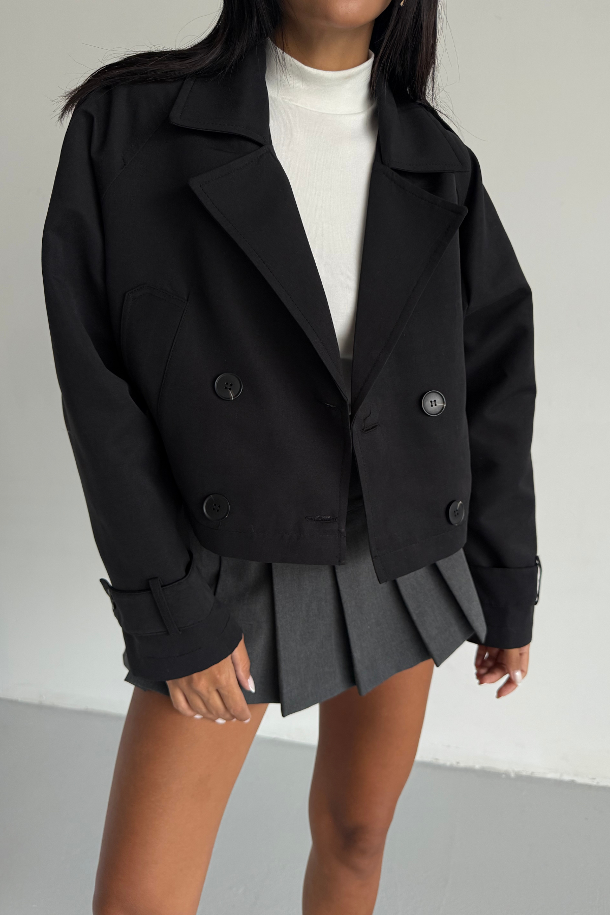 CROP TRENCH ASTARLI - Siyah