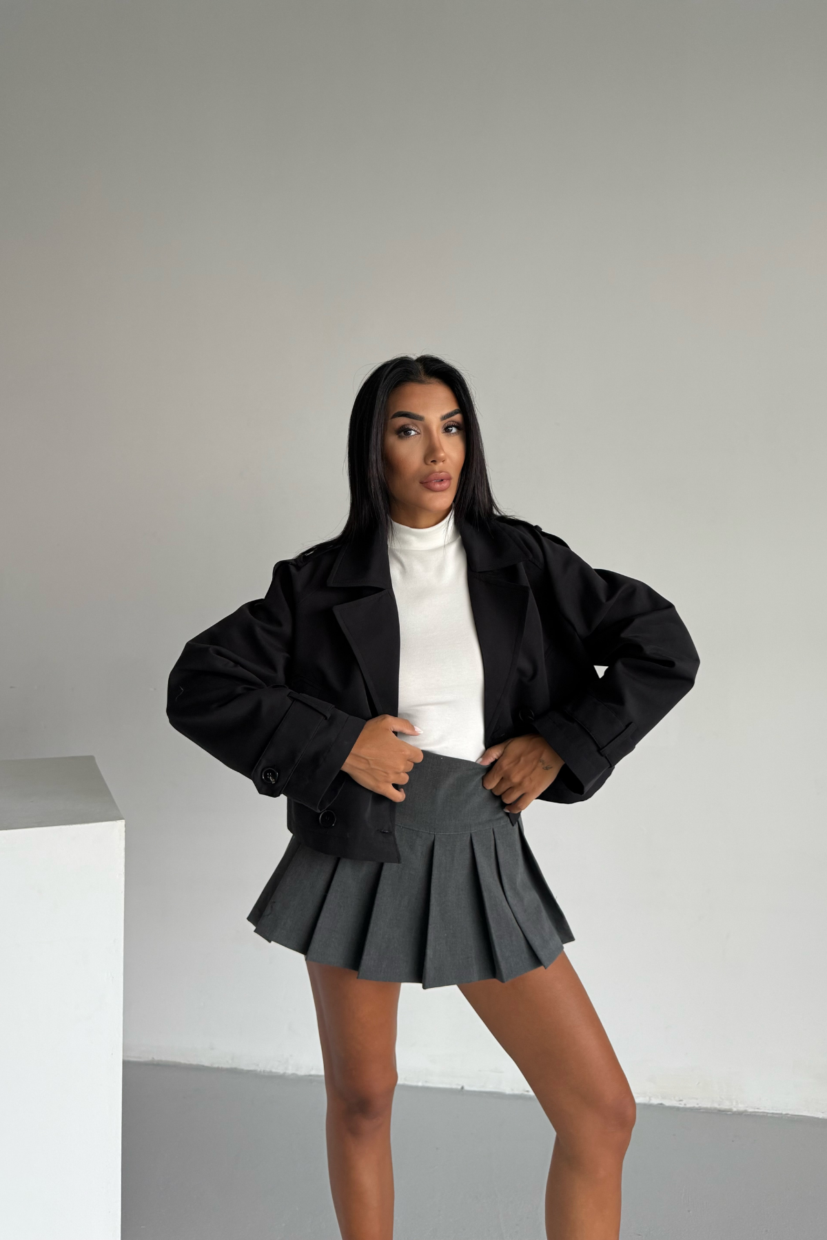 CROP TRENCH ASTARLI - Siyah