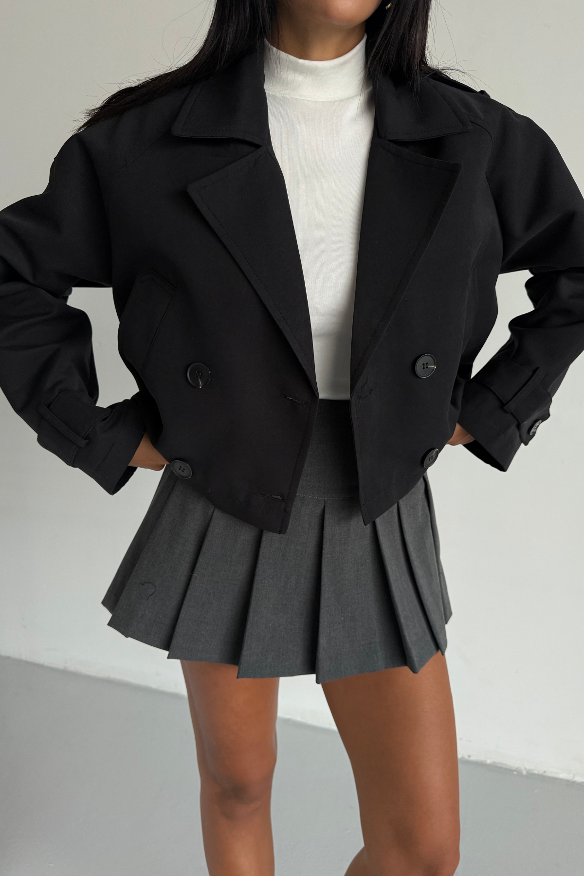 CROP TRENCH ASTARLI - Siyah