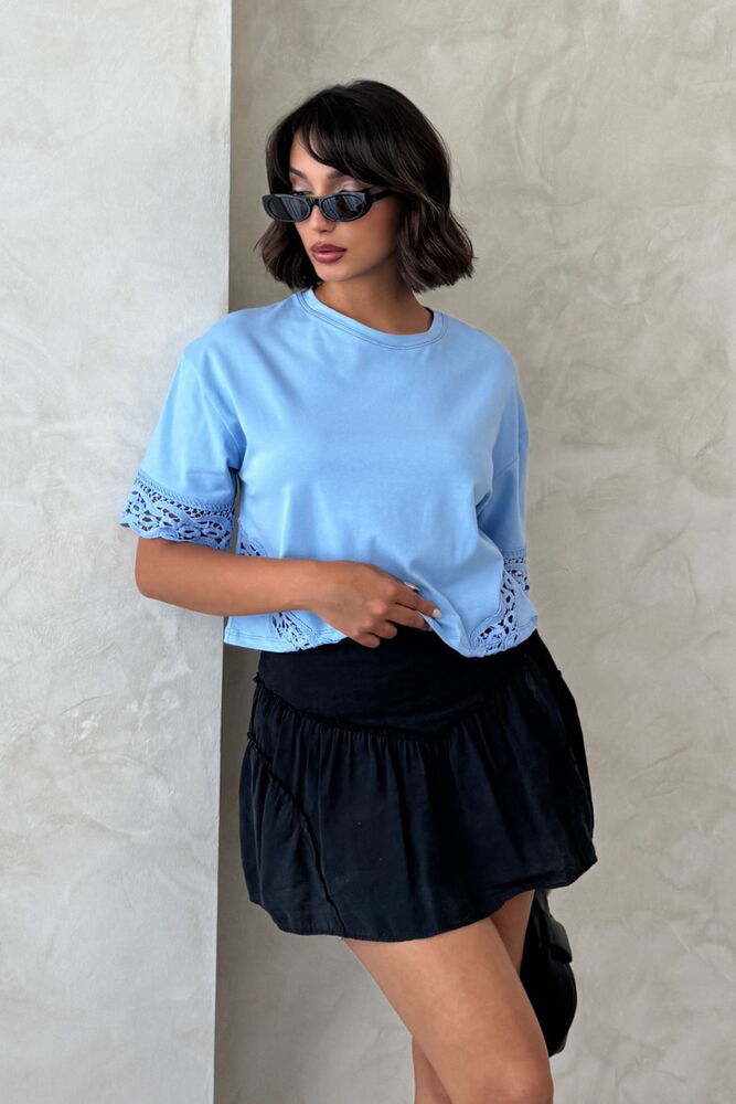 Dantel Detaylı Crop Toptan Tişört