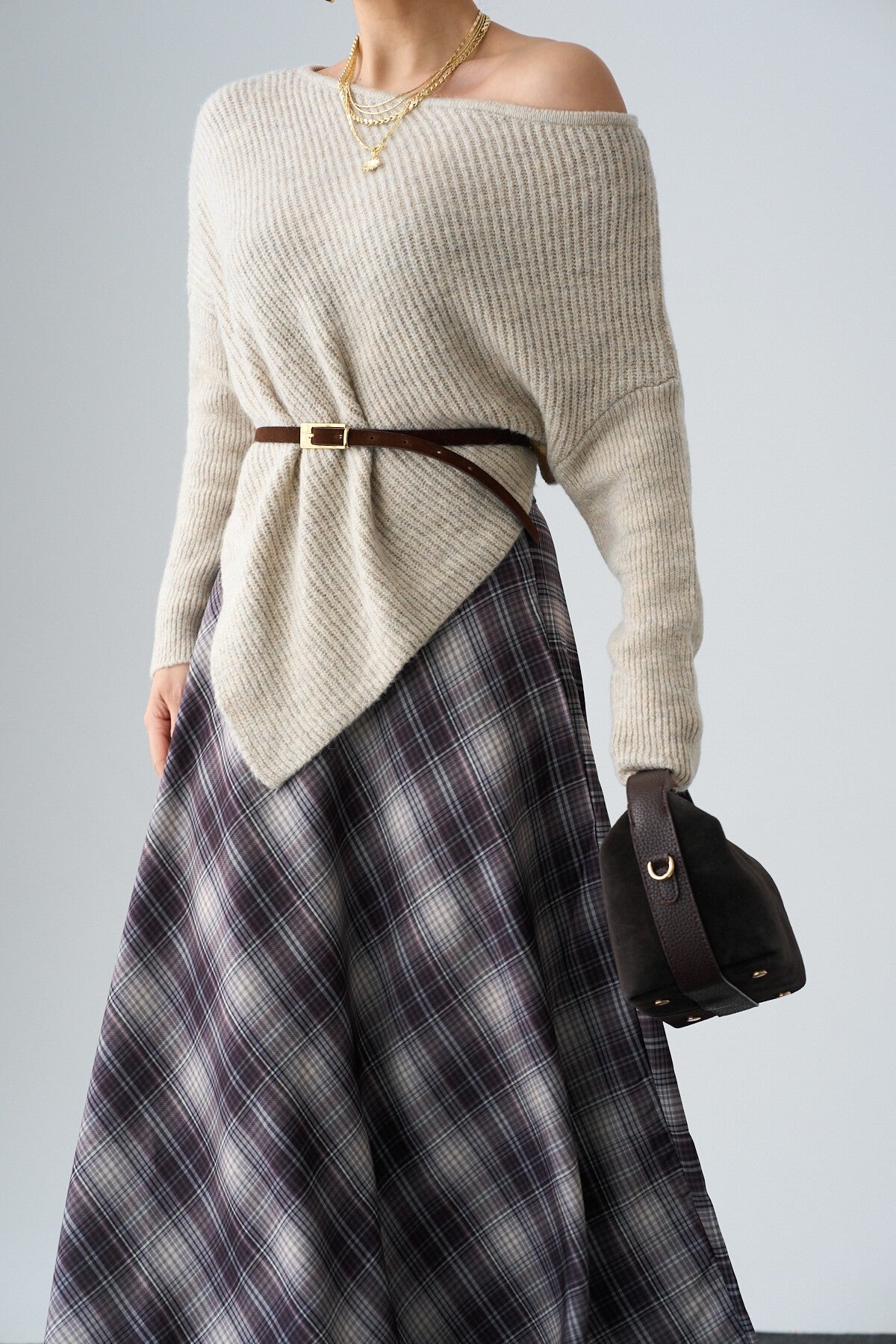 Open Beige Cowl Neck Sweater