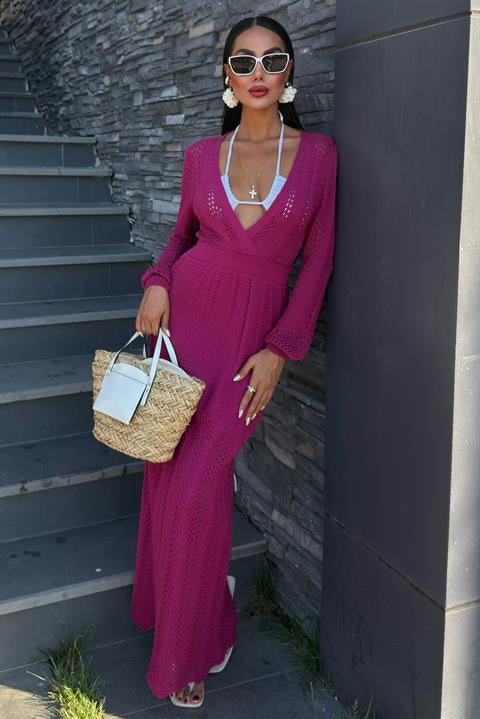 Derin Yaka Triko Elbise 2856