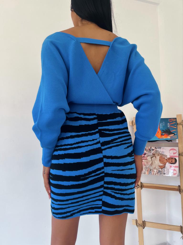 Zebra Desen Triko Elbise 841