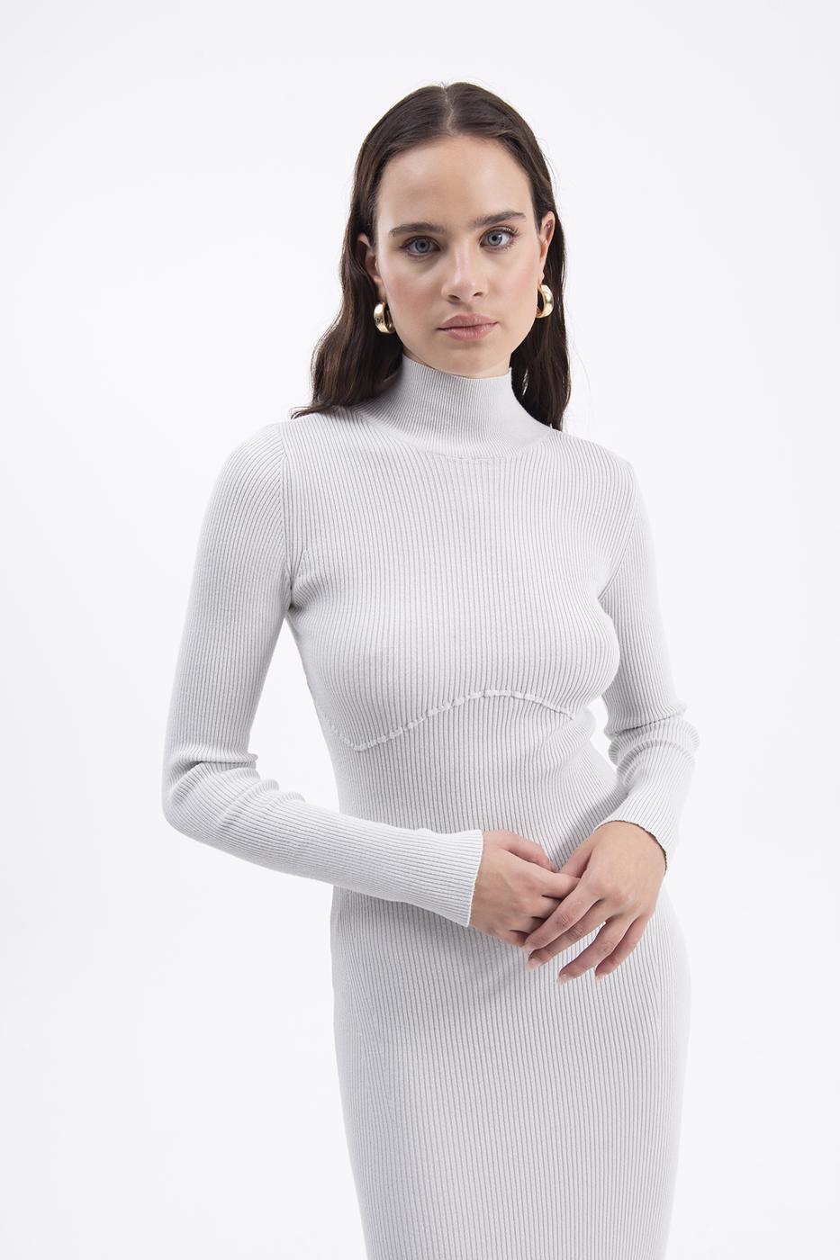 High neck knitted pencil dress