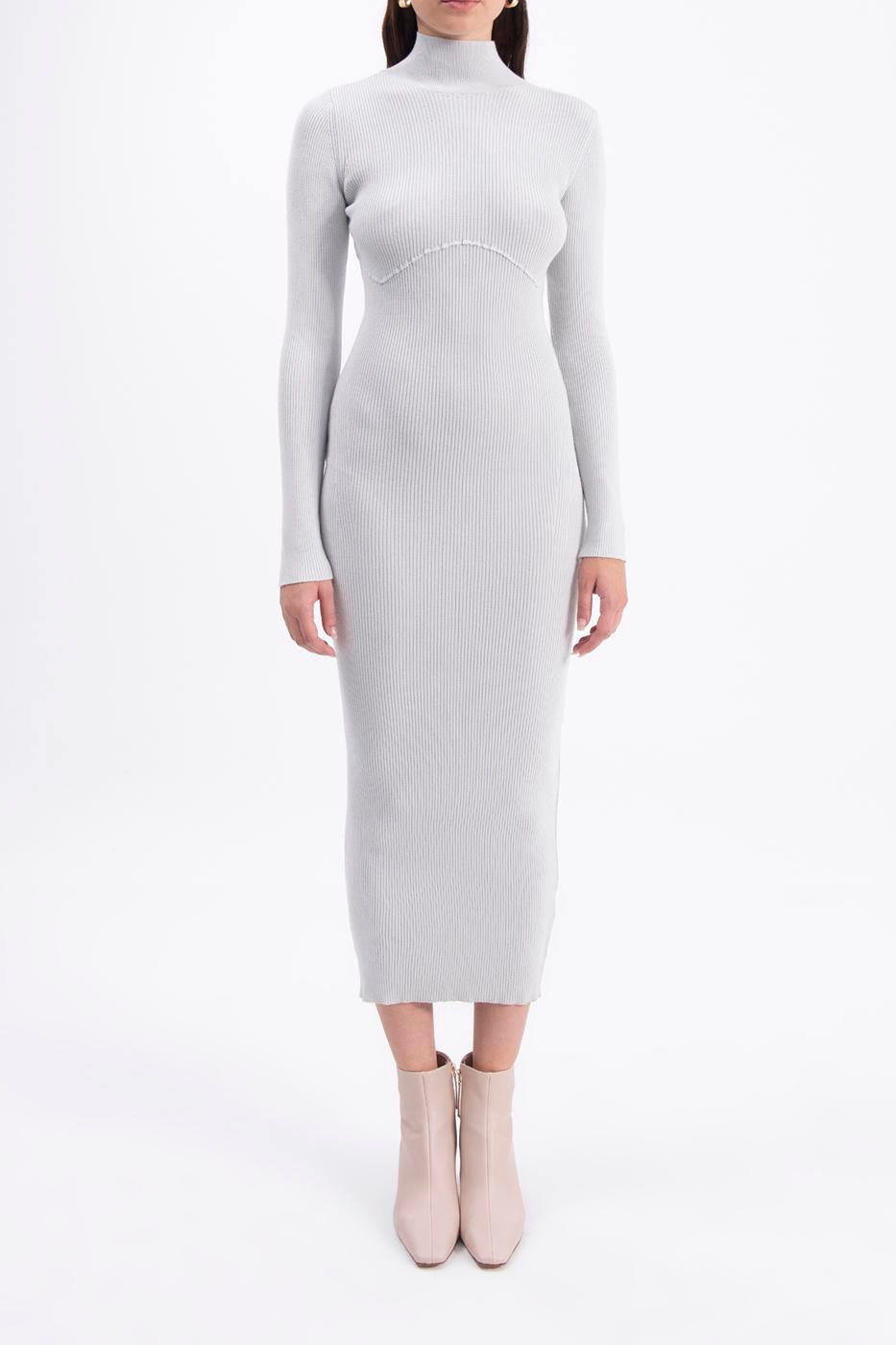 High neck knitted pencil dress