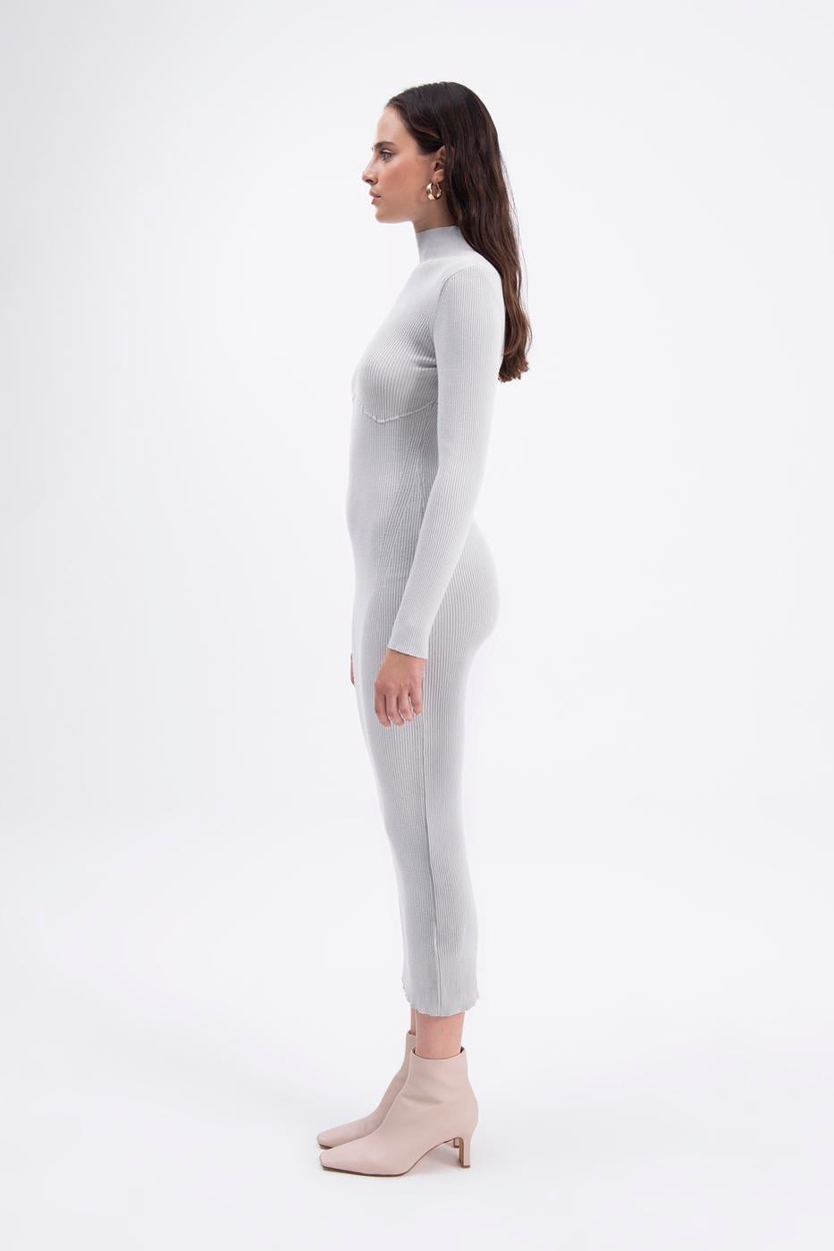 High neck knitted pencil dress