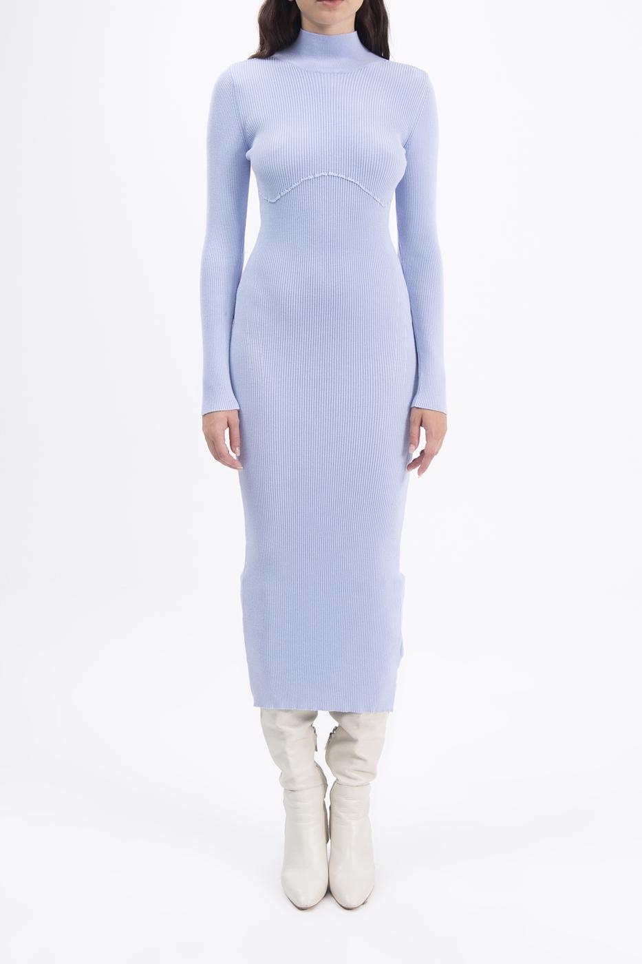 High neck knitted pencil dress