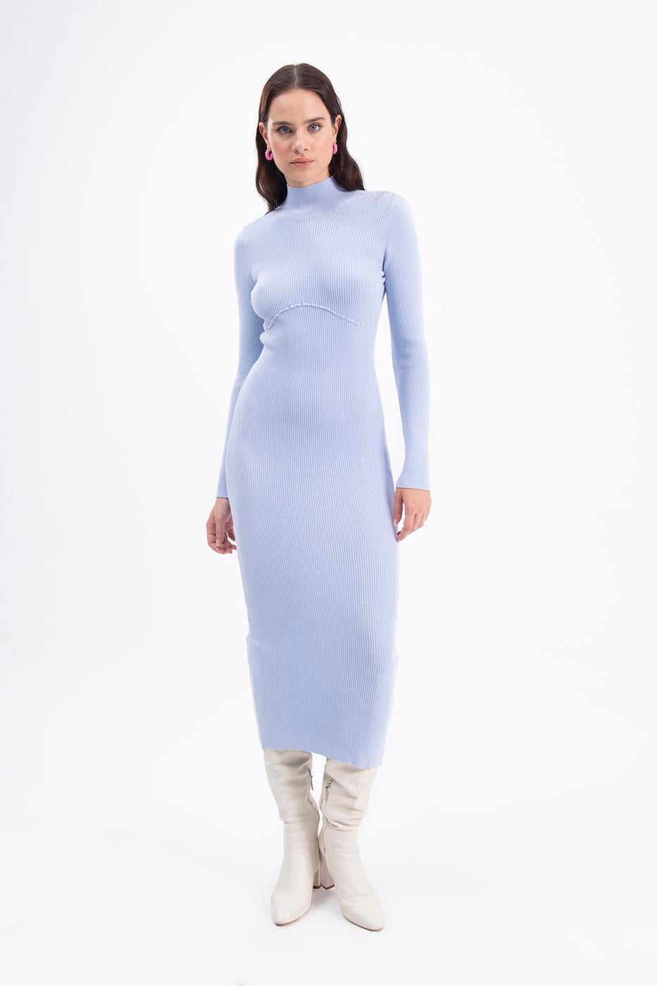 High neck knitted pencil dress