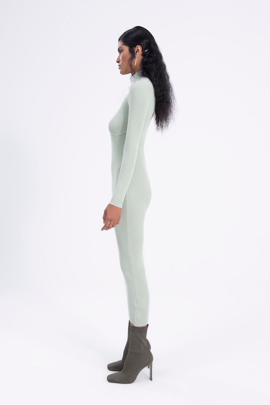 High neck knitted pencil dress