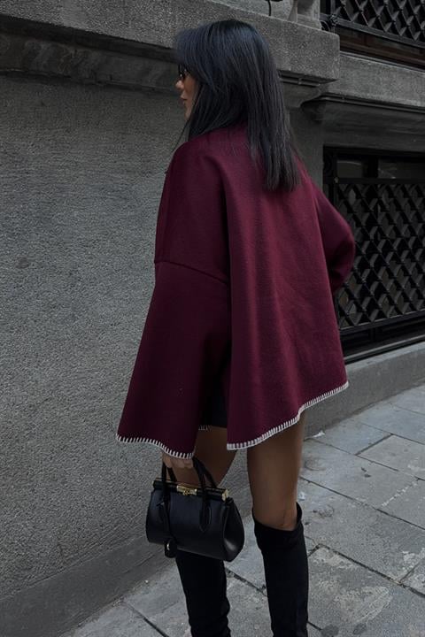 Dikiş Detaylı Dik Yaka Kaşe Ceket 6138