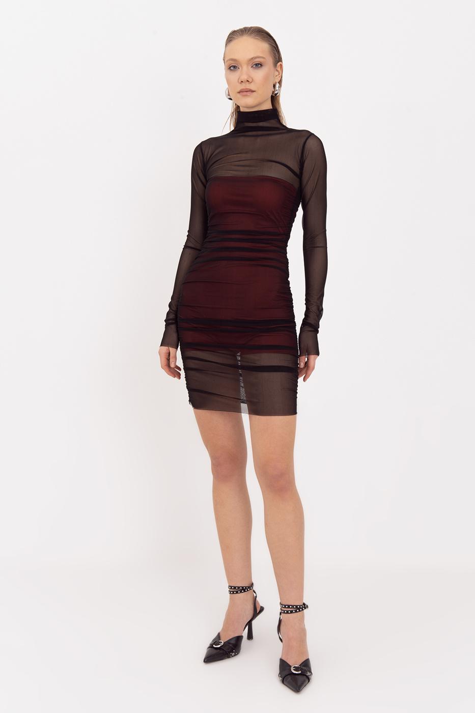 Draped Mini Tulle Dress