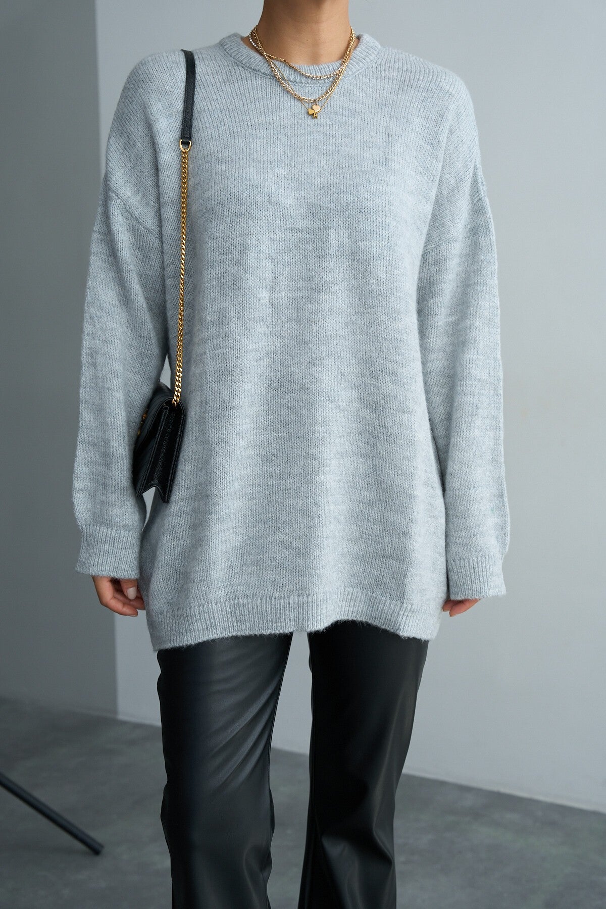 Grey Double Collar Sweater