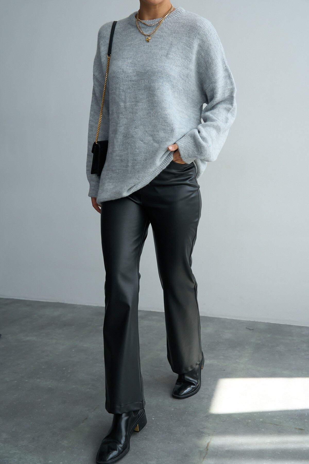 Grey Double Collar Sweater