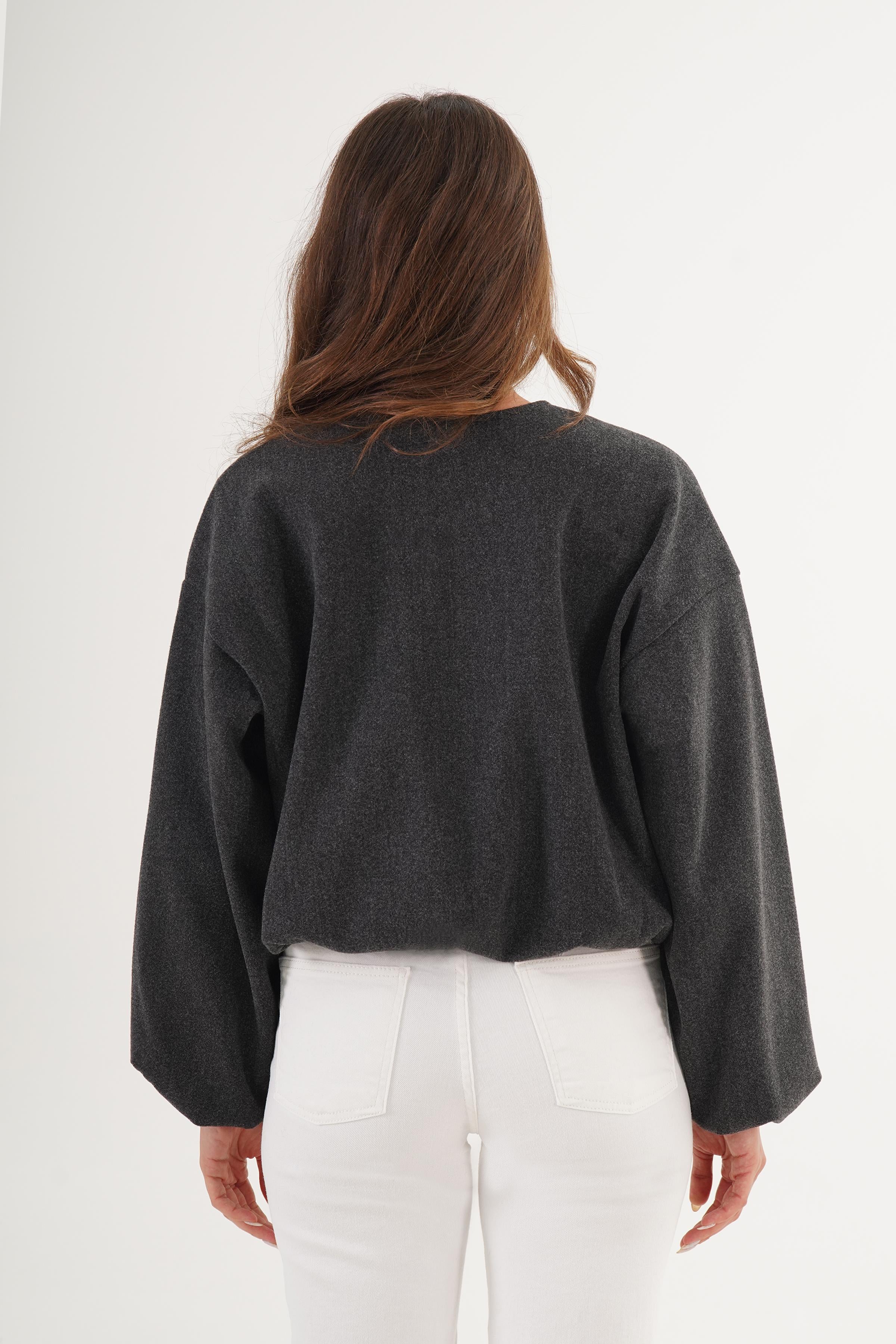 Fermuarlı İç Astarlı Bomber Antrasit Toptan Ceket