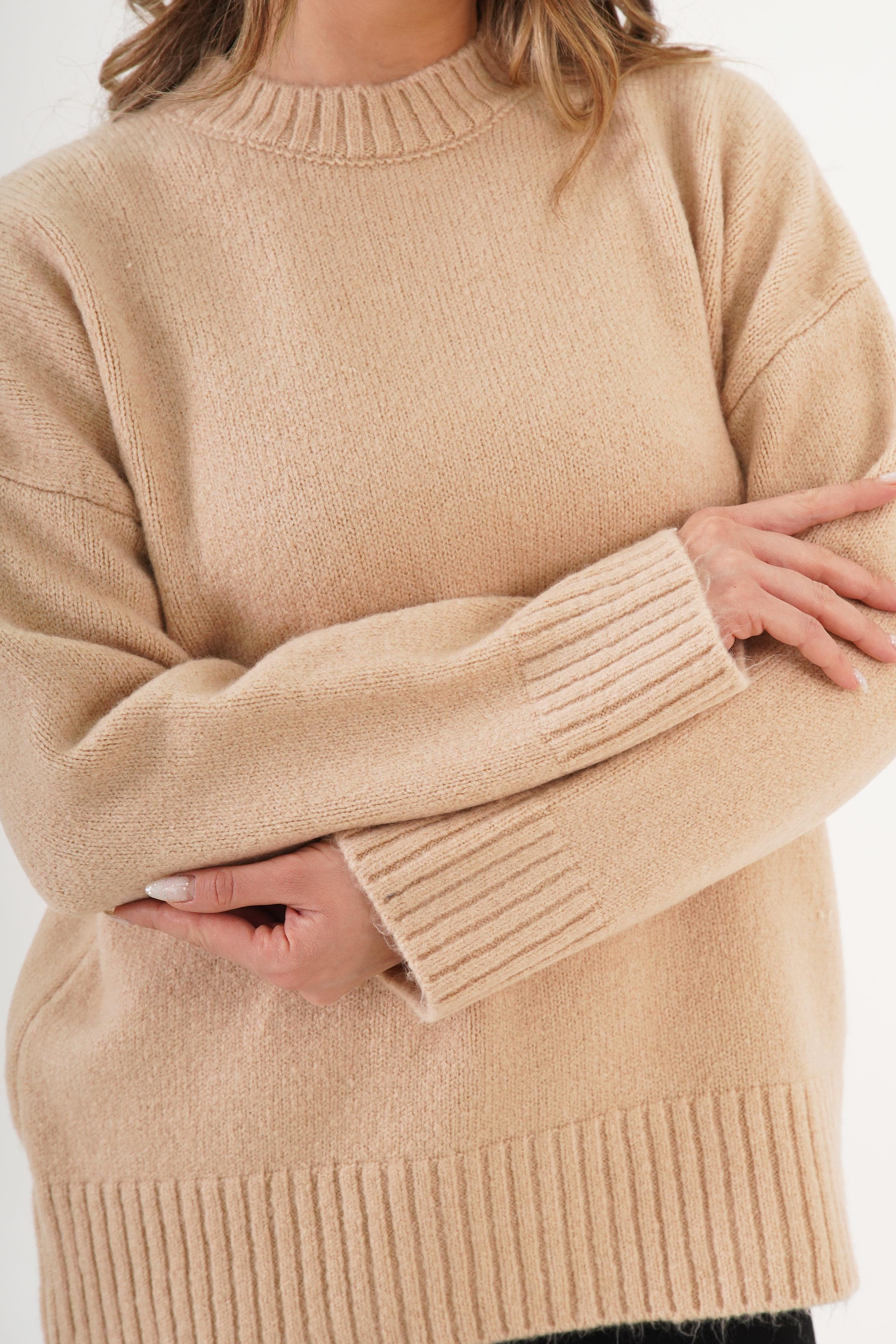 Ribana Detaylı Basic Toptan Camel Kazak