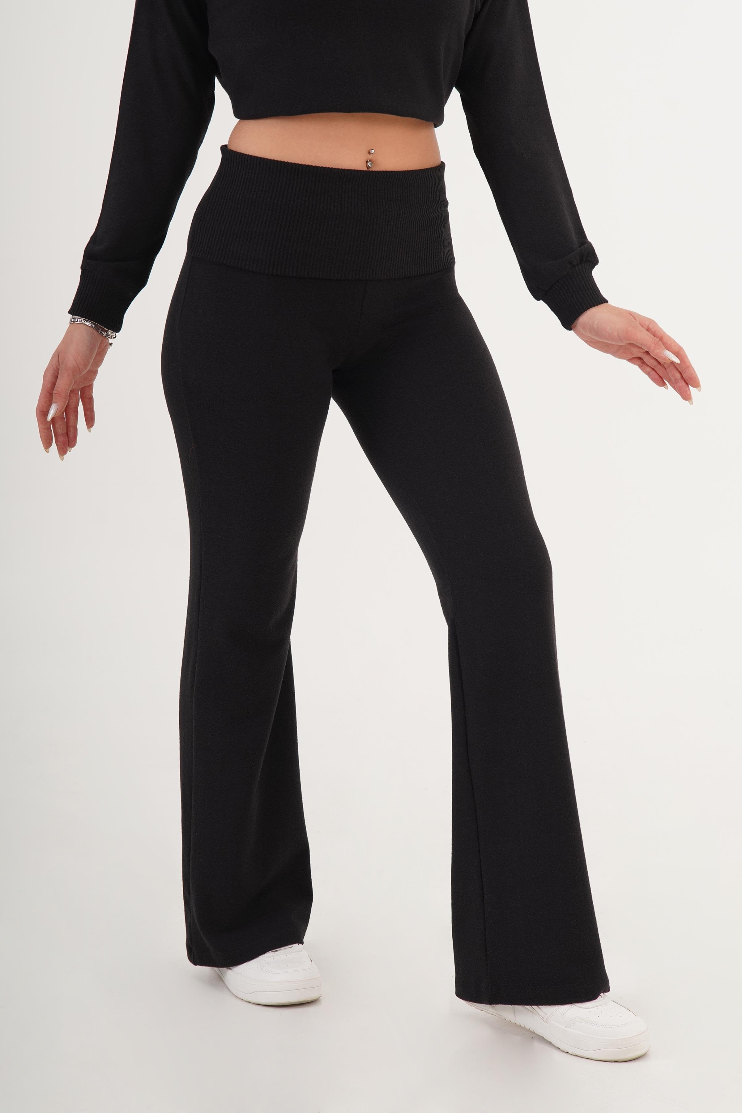 Beli Ribana Detaylı Siyah Toptan Pantolon