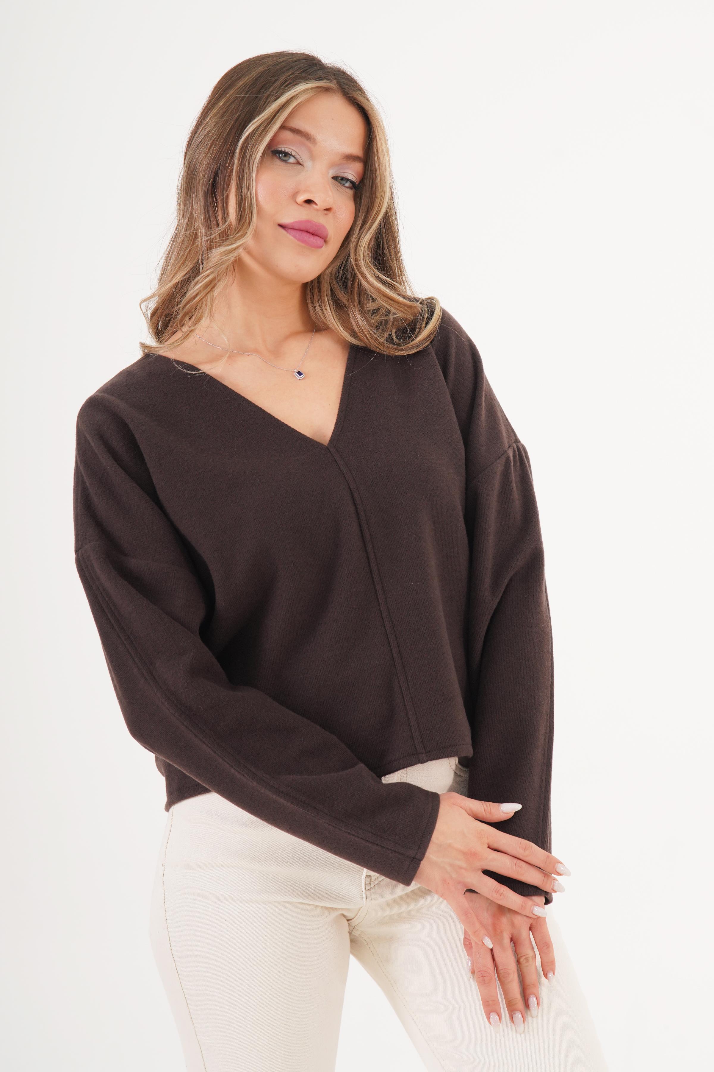 V Yaka Yarasa Model Trend Kahve Bluz