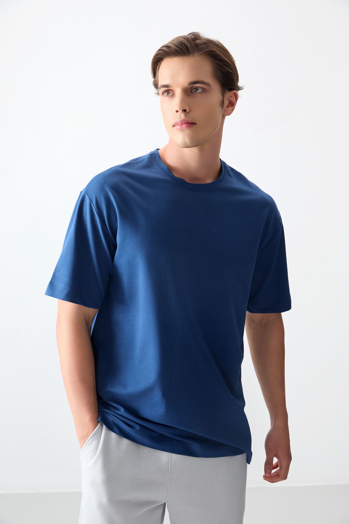 Parlament Pamuklu Kalın Yumuşak Dokulu Oversize Fit Basic Erkek T-Shirt - 88377