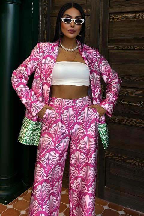 Etnik Desen Chanel Saten Takım 10028