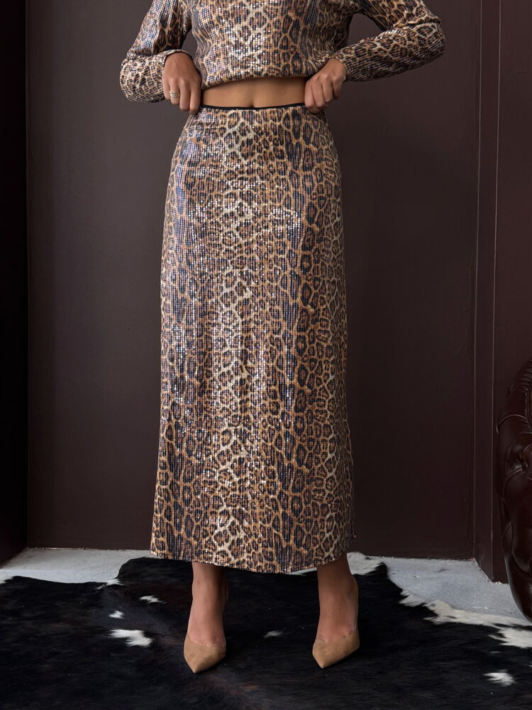 Topshow - Toptan Trend Leopar Desenli Etek - Günlükten Geceye Şıklık
