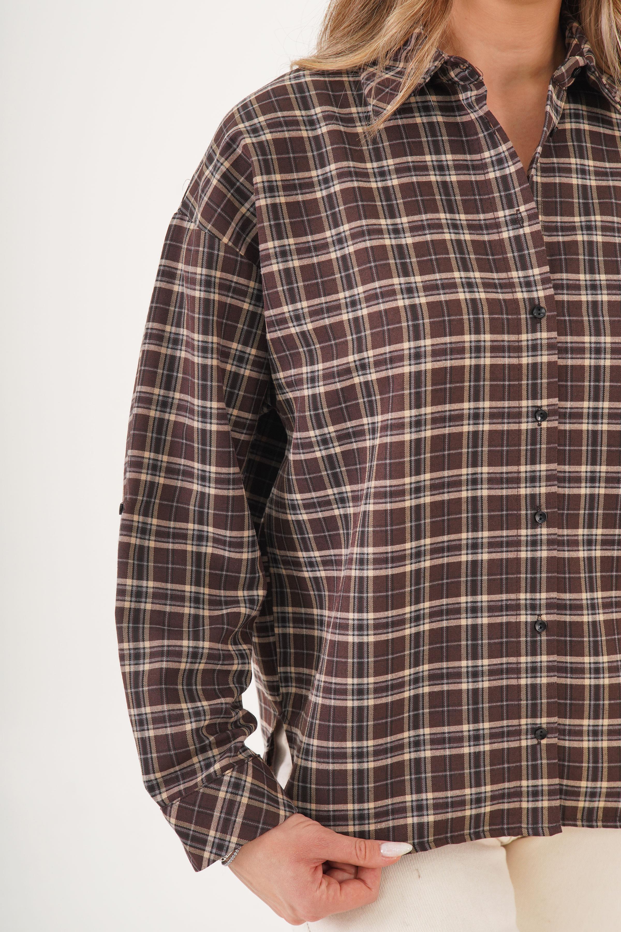 Ekose Desen Kahve Toptan Oduncu Gömlek