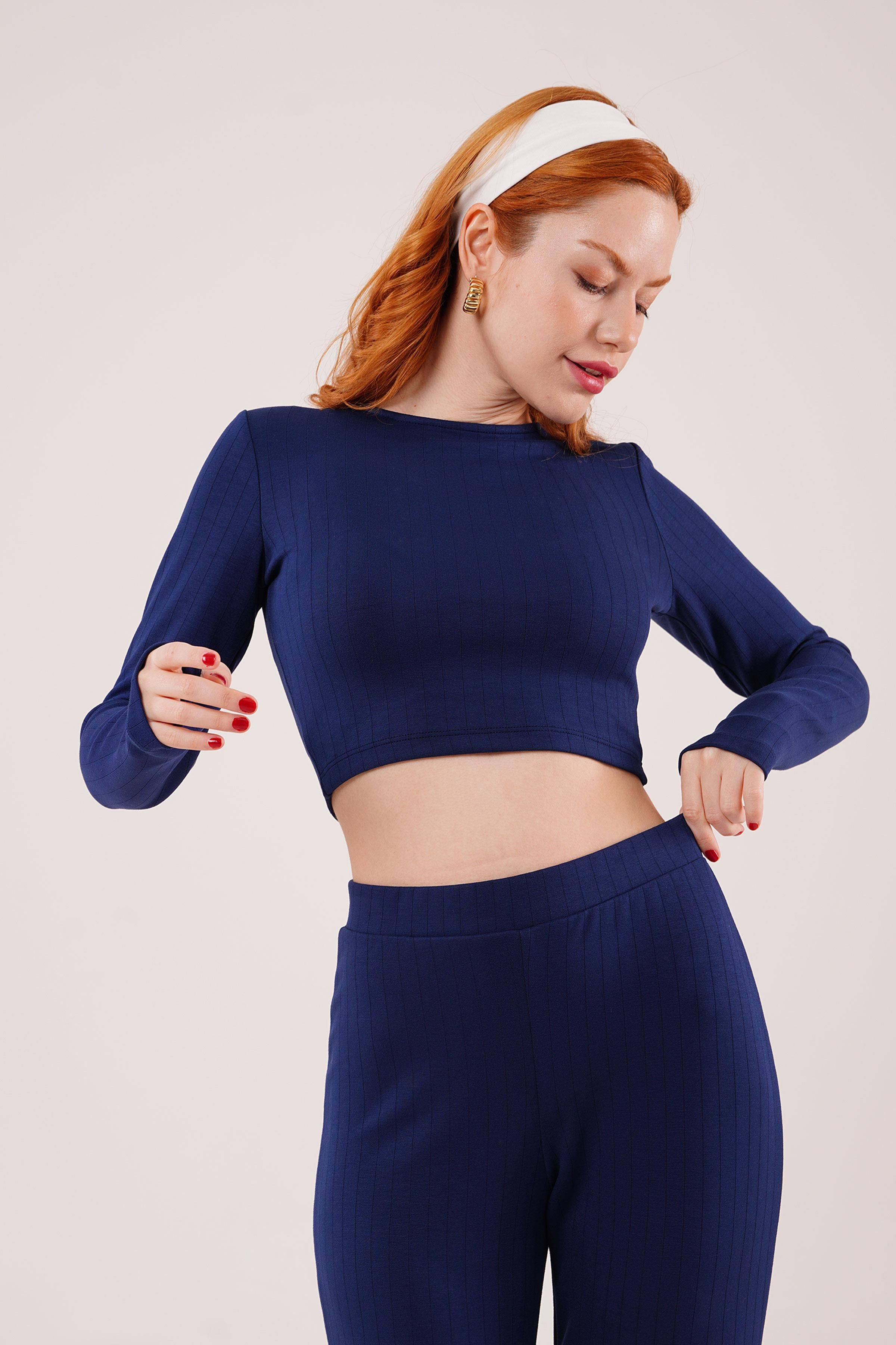 Fitilli Bluz Ve Pantolon Lacivert İkili Takım