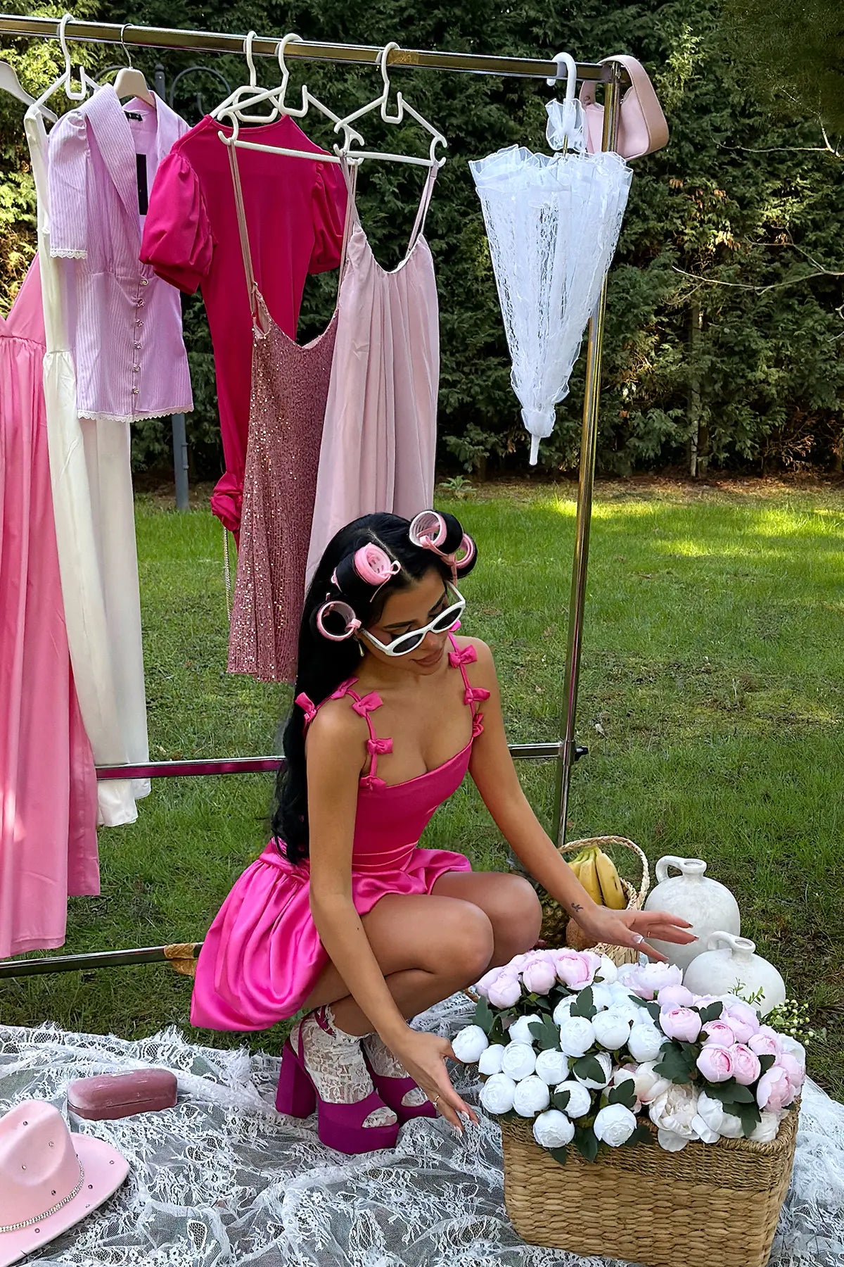 Fuşya Cecilia Askısı Fiyonk Detaylı Mini Balon Elbise