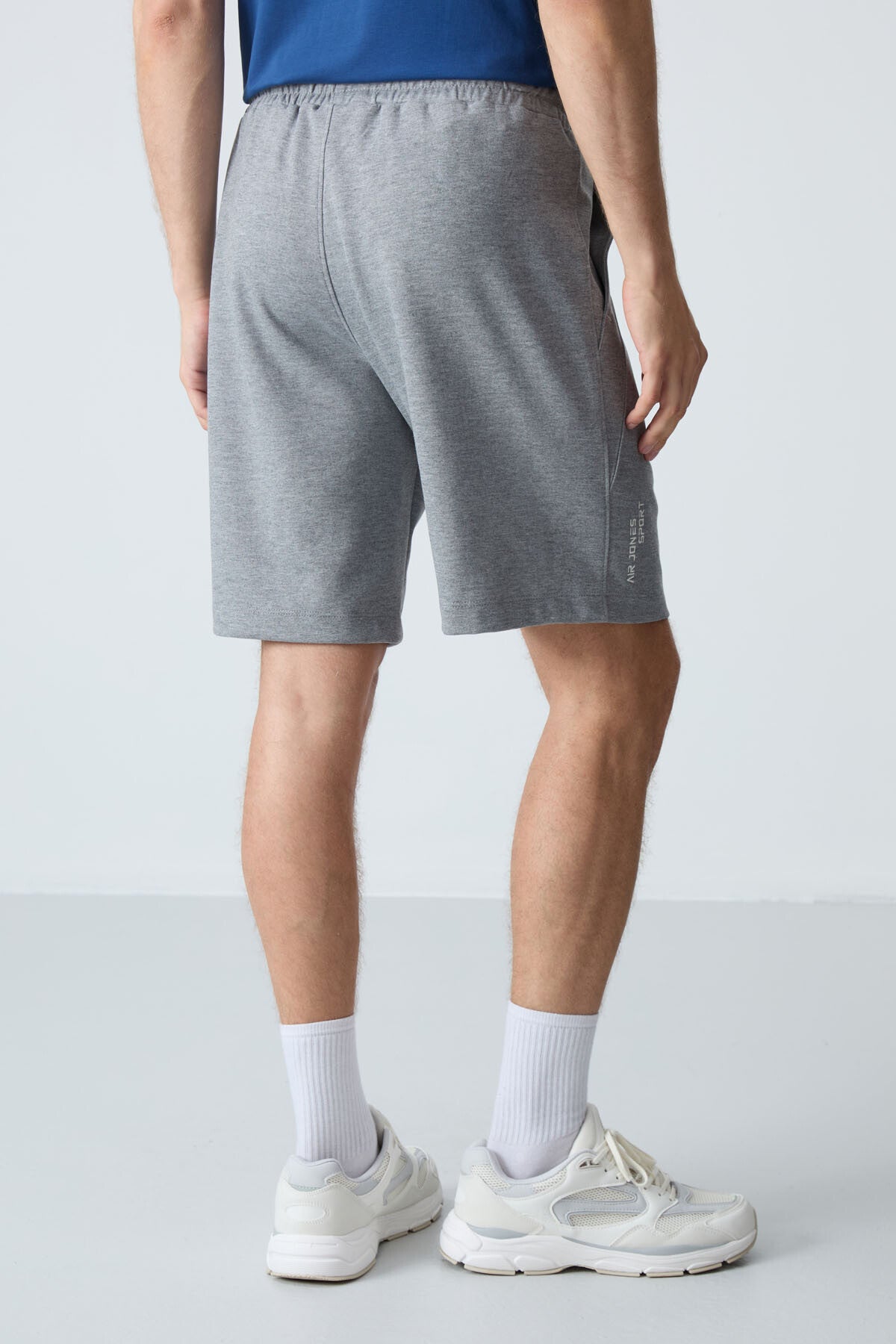 Gri Melanj Pamuklu Kalın Yumuşak Dokulu Standart Fit Basic Erkek Şort - 81278