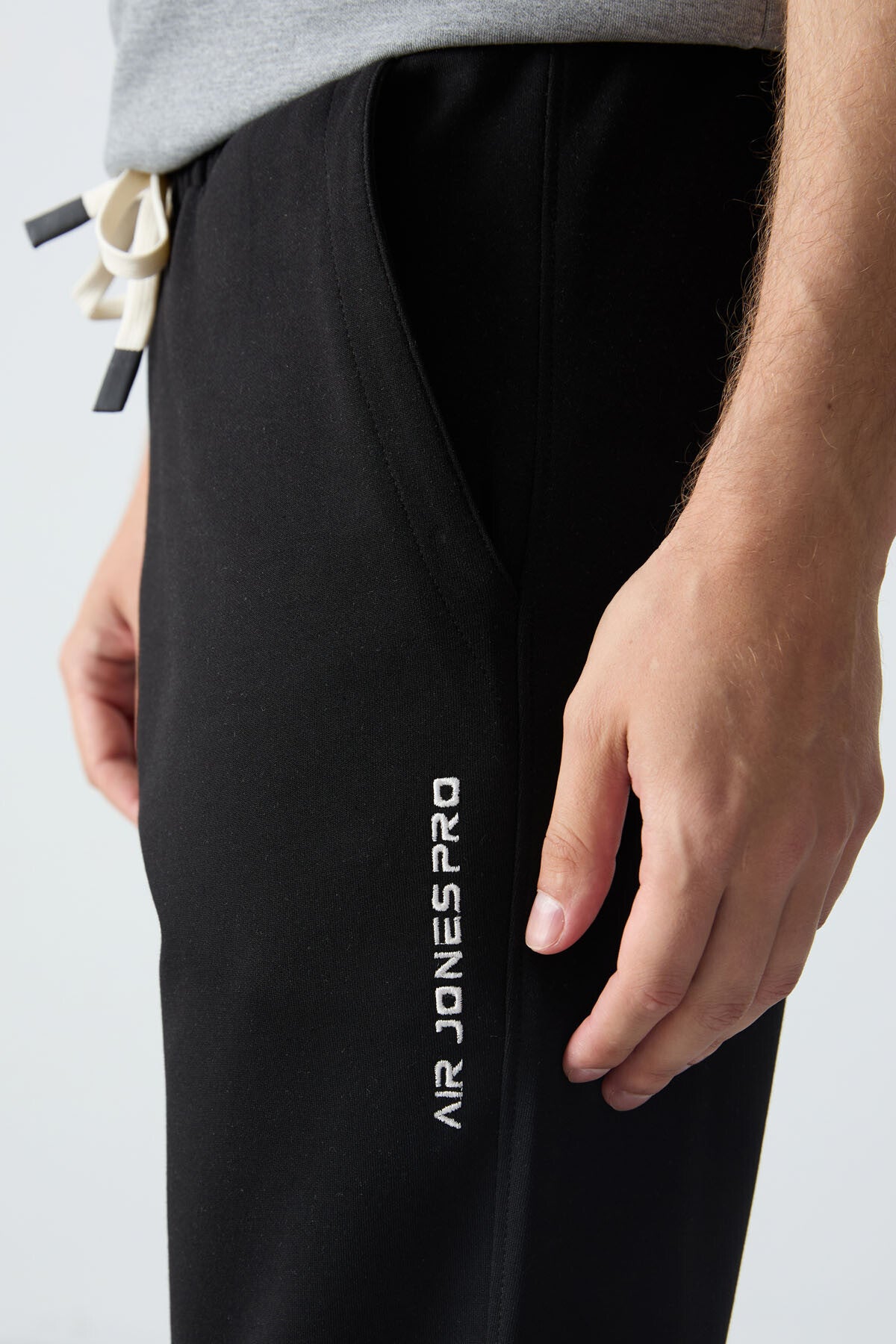 Gri Melanj Siyah Pamuklu Kalın Yumuşak Dokulu Oversize Fit Basic Erkek Eşofman Takım - 85261