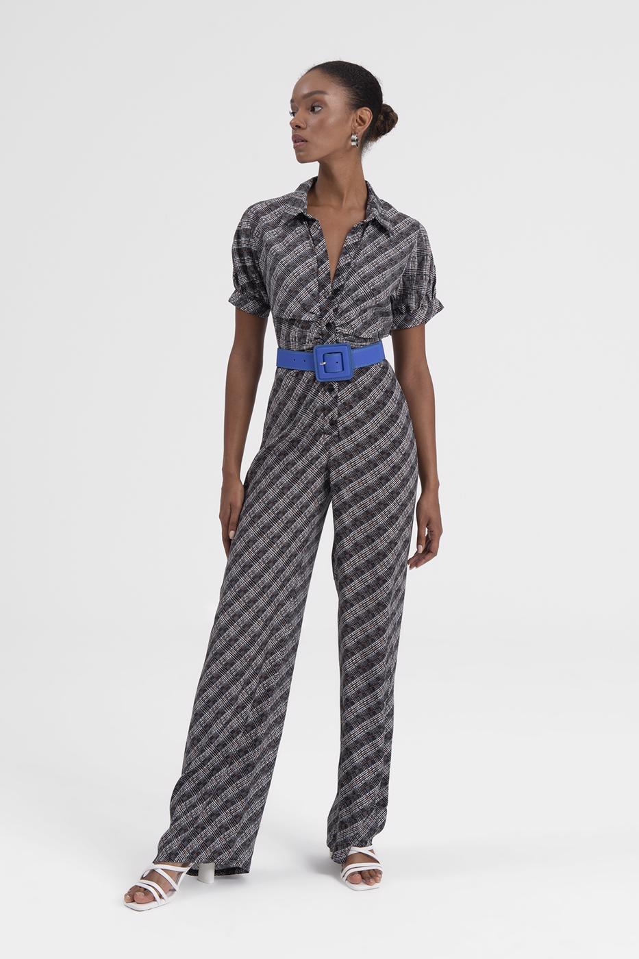 Shirt Collar Short Sleeve Jumpsuit