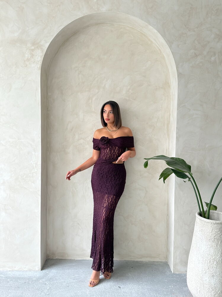 Gül Detaylı Dantel Toptan Abiye Bluz