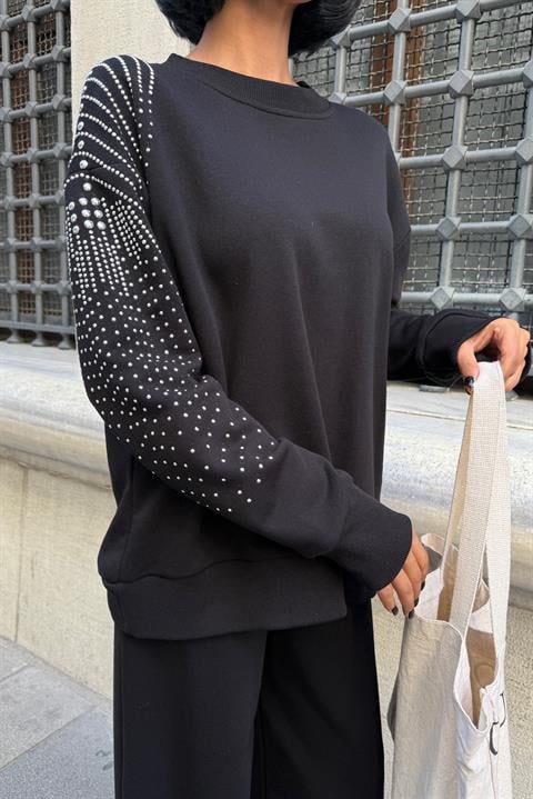 Gümüş Taşlı Dokuma Oversize Takım 9986
