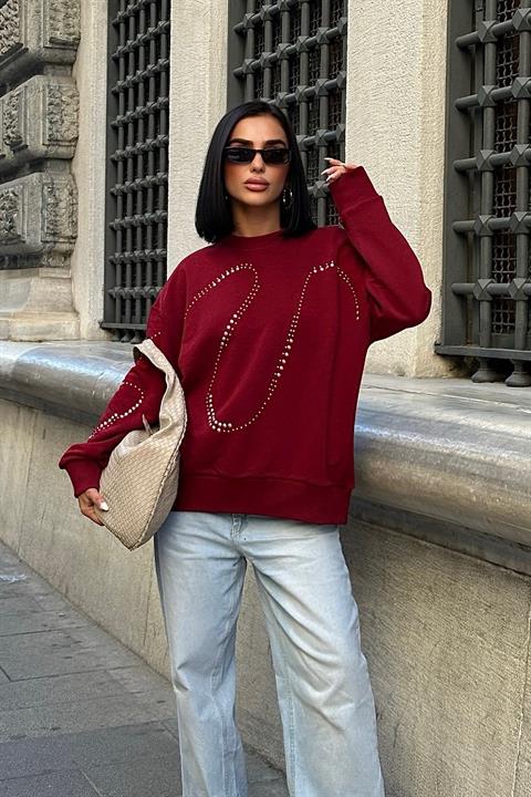 Gümüş Taşlı Sweatshirt 8052