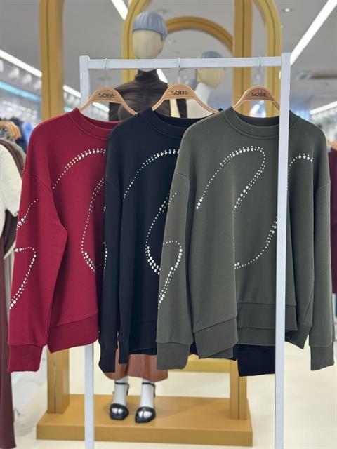 Gümüş Taşlı Sweatshirt 8052