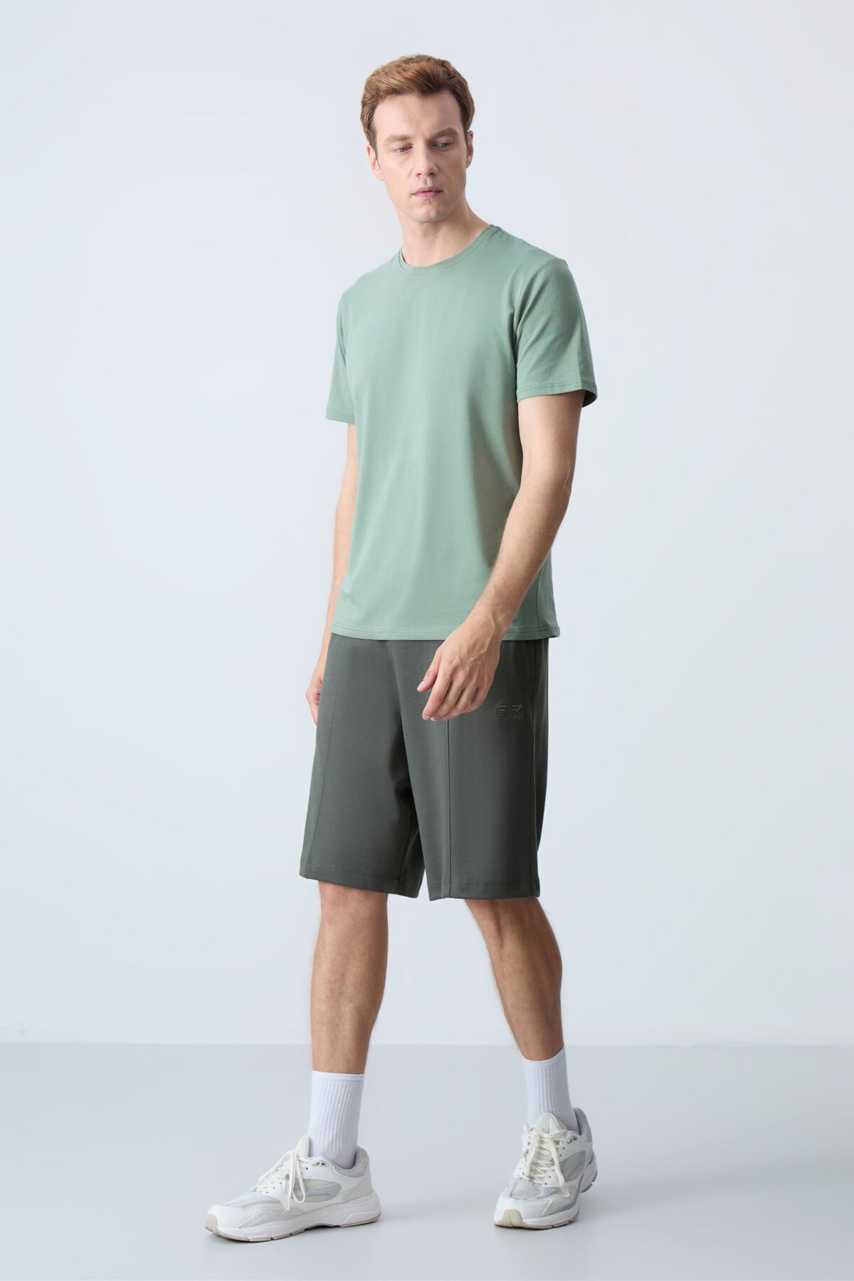 Haki Pamuklu Kalın Yumuşak Dokulu Standart Fit Basic Erkek Şort - 81277