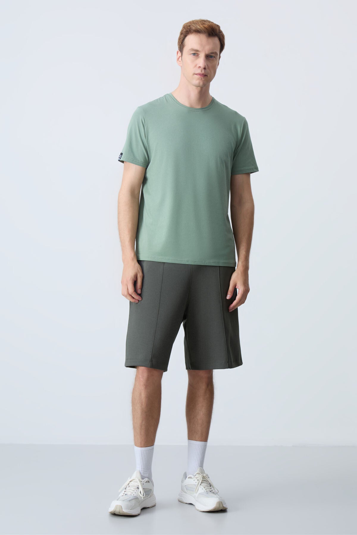 Haki Pamuklu Kalın Yumuşak Dokulu Standart Fit Basic Erkek Şort - 81277