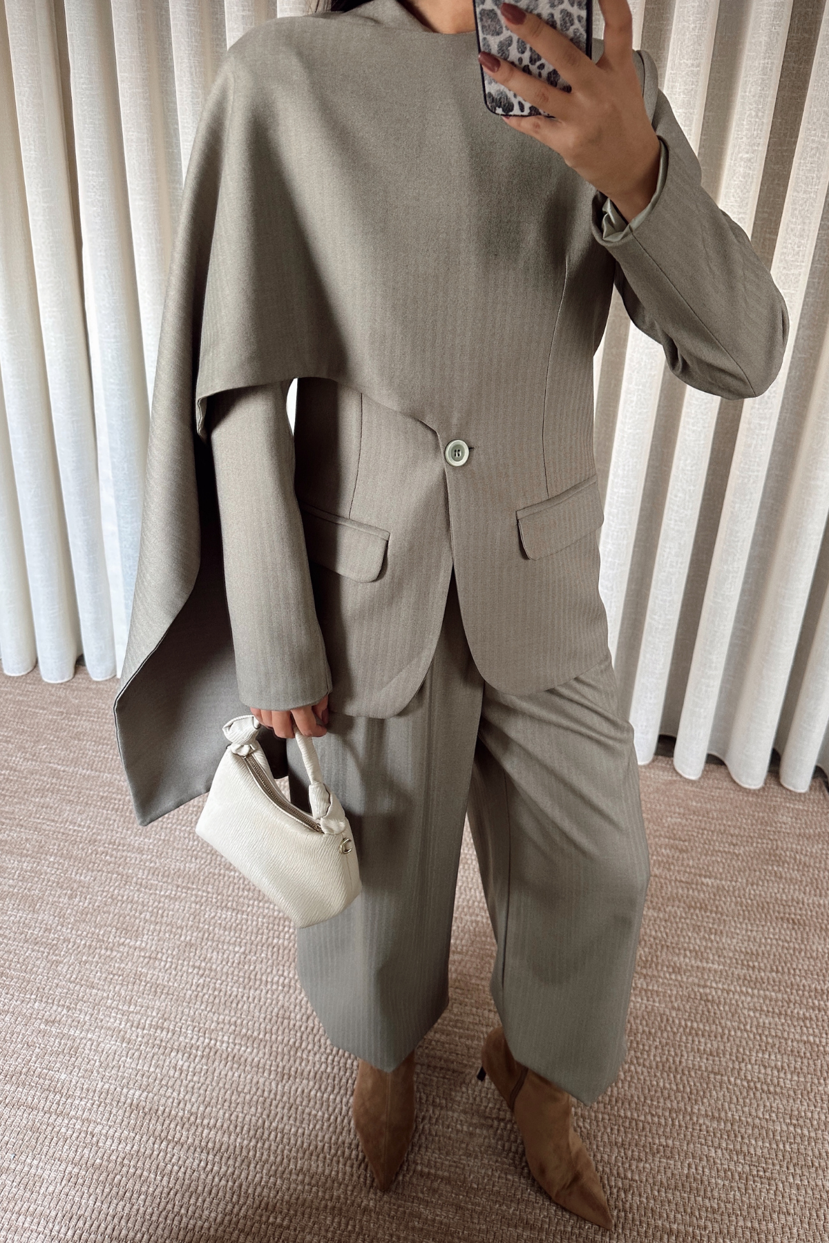 Haki Massim Model Şal Yaka Ceket Pantolon Takım