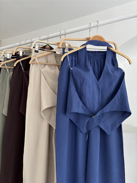 Halter Yaka Yelekli Modal Takım 10144