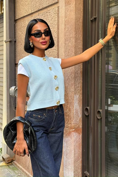 Helios Gold Düğmeli Triko Yelek 5186