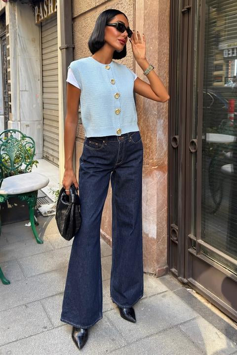 Helios Gold Düğmeli Triko Yelek 5186