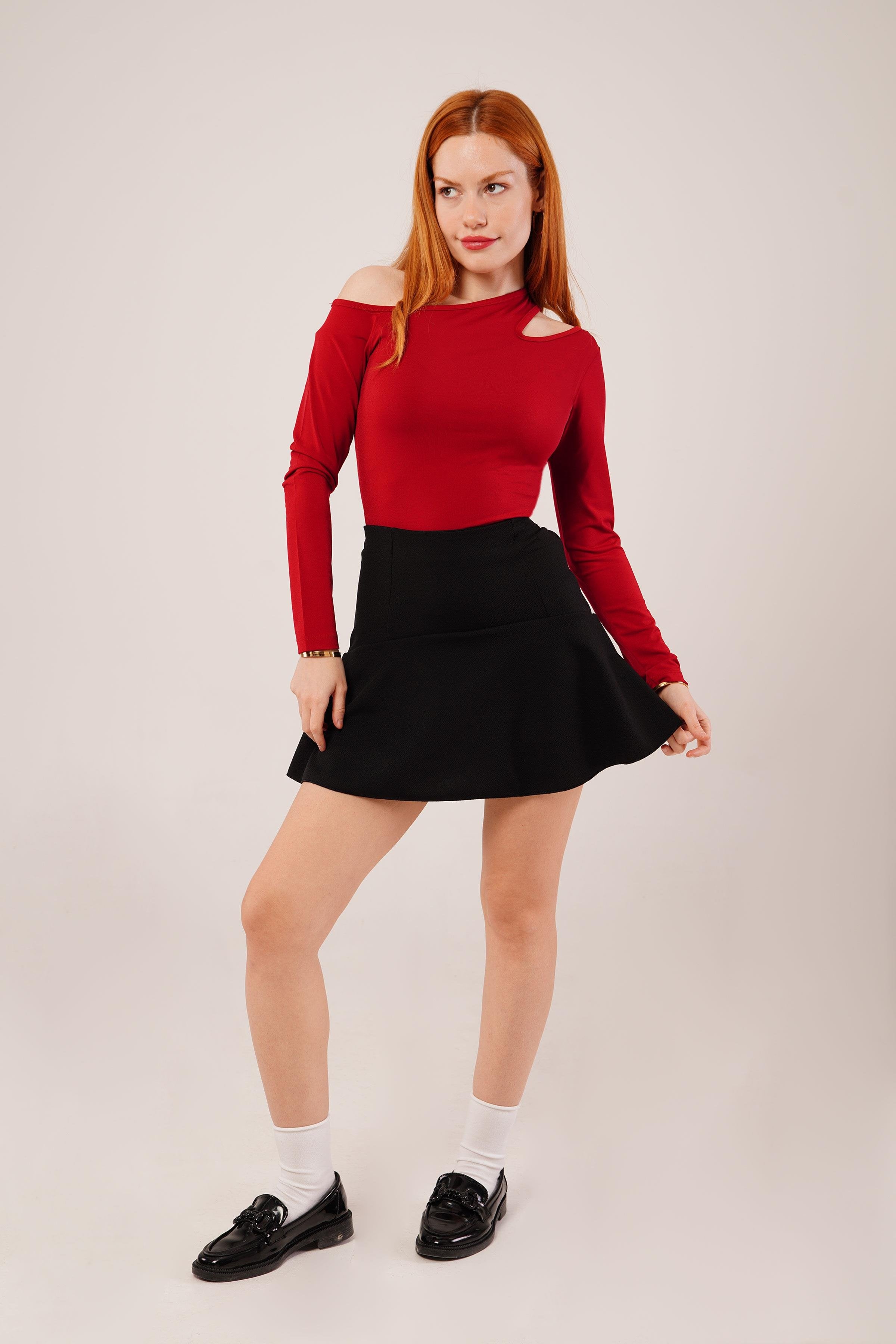 İçi Şortlu Toptan Siyah Mini Etek