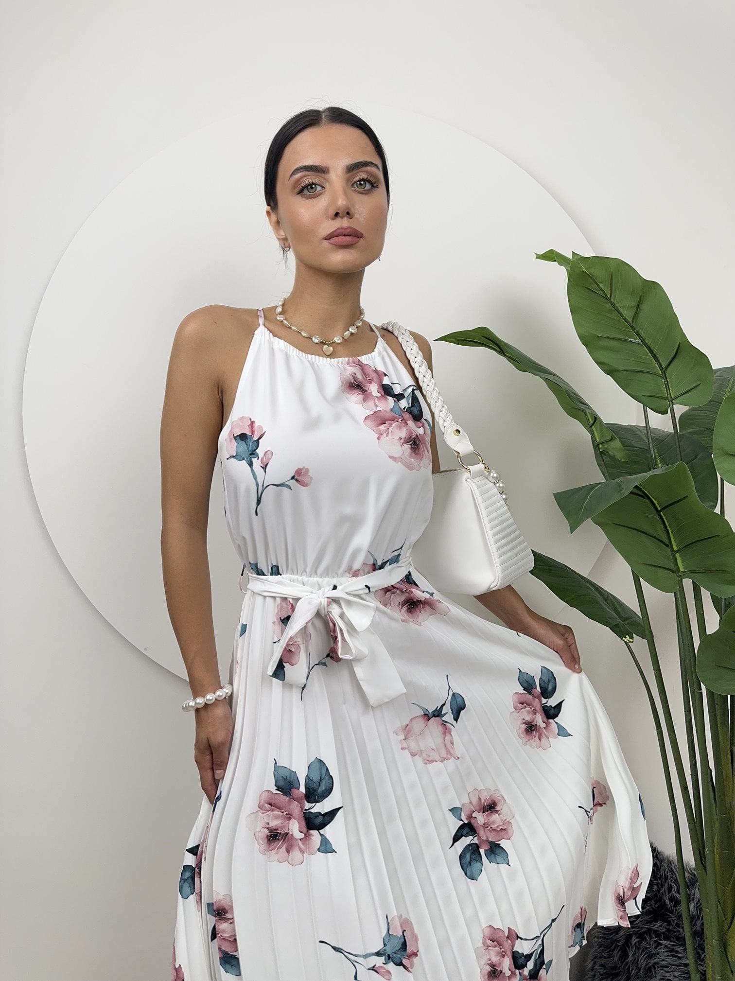 2158 ROSE-PATTERNED LACE-UP DRESS